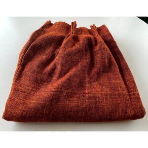 Vintage 70s pleated curtain, burnt orange/brick red thick woven, single panel
